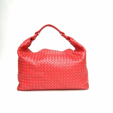 BOTTEGA VENETA 紅色羊皮大號編織單肩包飯盒包肩背包
