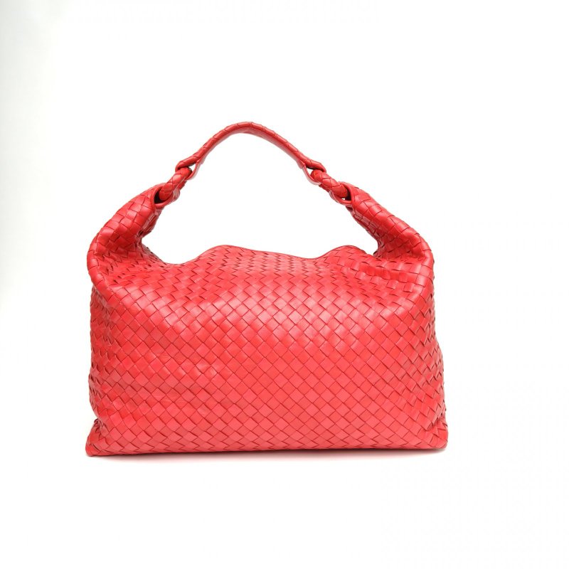 BOTTEGA VENETA 紅色羊皮大號編織單肩包飯盒包肩背包-0