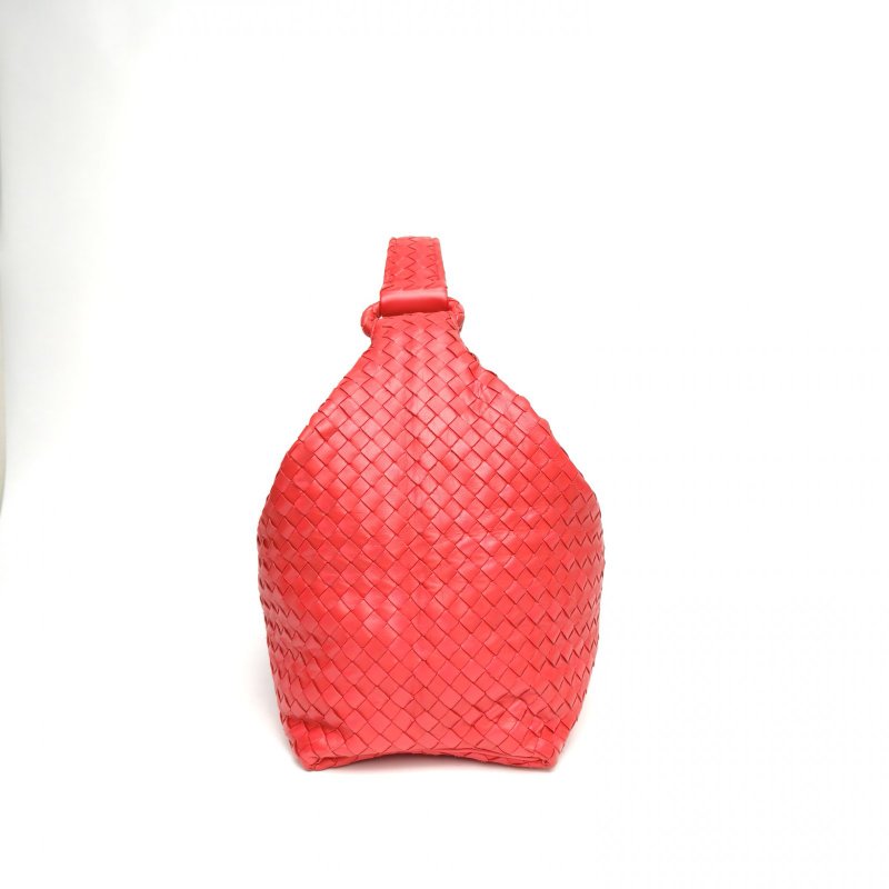 BOTTEGA VENETA 紅色羊皮大號編織單肩包飯盒包肩背包-1