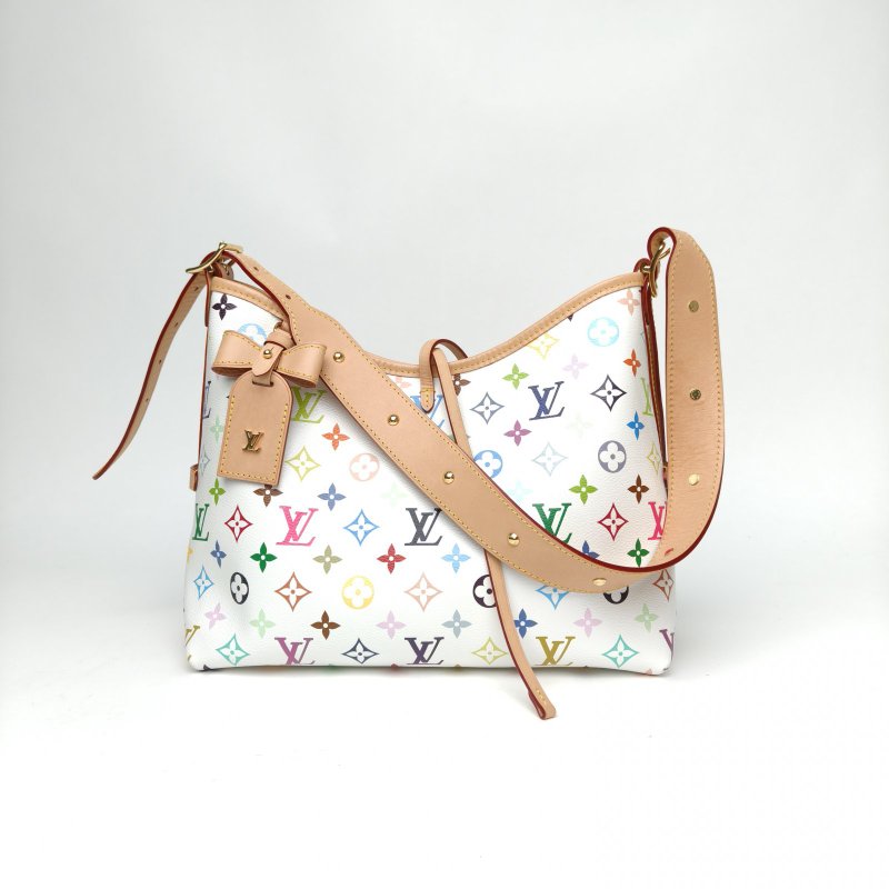 LOUIS VUITTON CARRYALL村上隆聯名小號29白三彩白三彩PVC金扣晶片肩背包-0