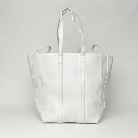 BALENCIAGA 白色牛皮金扣托特包洗衣包肩背包