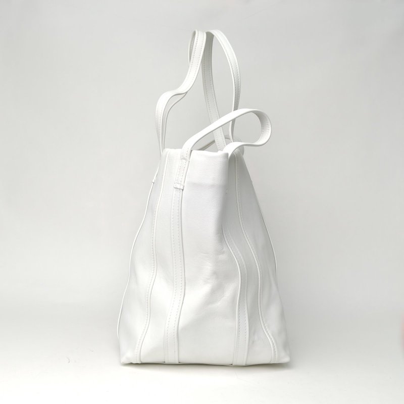 BALENCIAGA 白色牛皮金扣托特包洗衣包肩背包-1