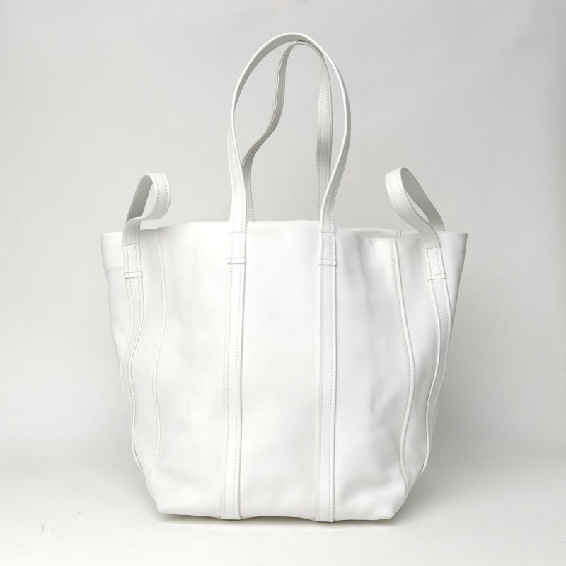 BALENCIAGA 白色牛皮金扣托特包洗衣包肩背包-2