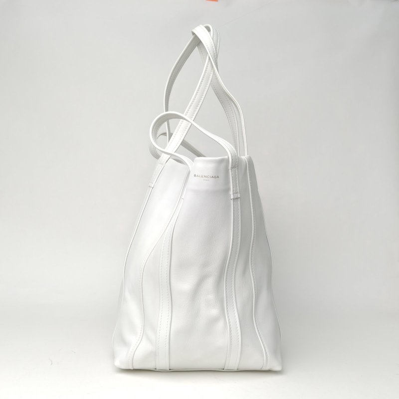 BALENCIAGA 白色牛皮金扣托特包洗衣包肩背包-3