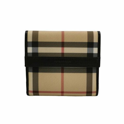 Burberry牛皮拼色格紋錢包