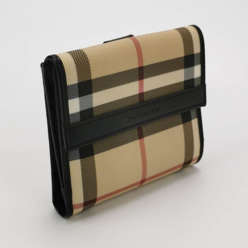 Burberry牛皮拼色格紋錢包-2