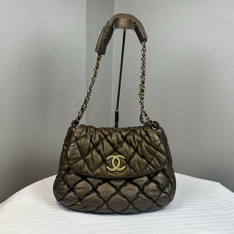 香奈兒/Chanel Metallic Bubble Quilted Bag金屬色單肩腋下包29x10x20cm-0