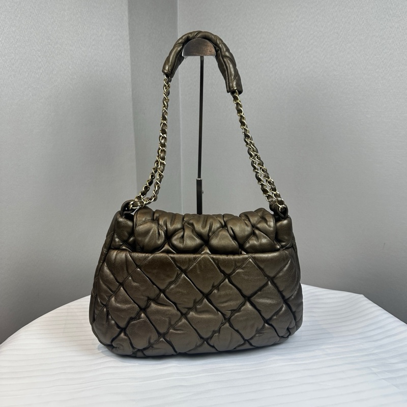 香奈兒/Chanel Metallic Bubble Quilted Bag金屬色單肩腋下包29x10x20cm-1