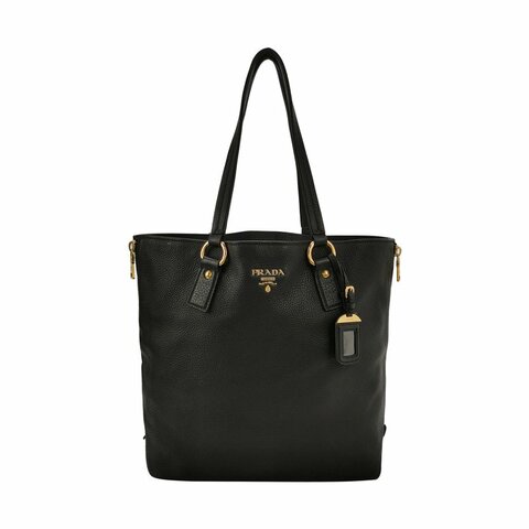 Prada牛皮純色字母Logo單肩包