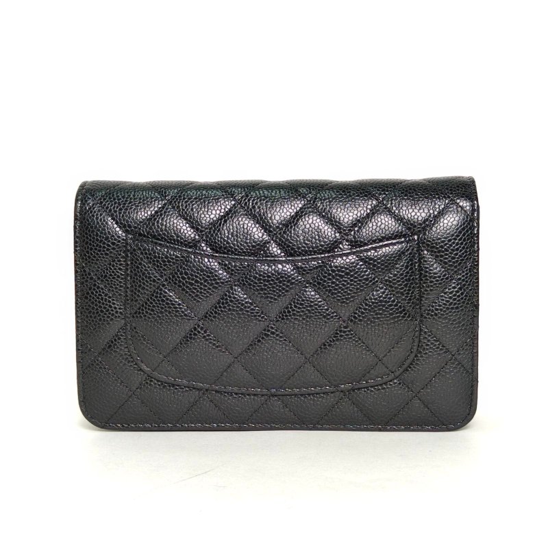 CHANEL CFWOC19黑色荔枝牛皮27開金扣肩背包-2