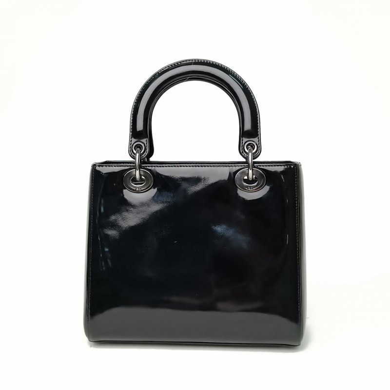 DIOR Lady戴妃包五格黑色漆皮銀扣2013肩背包-2