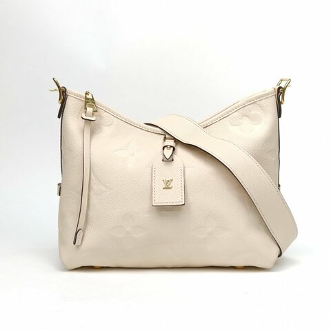 LOUIS VUITTON CARRYALL小號29配子袋米白色牛皮金扣晶片肩背包