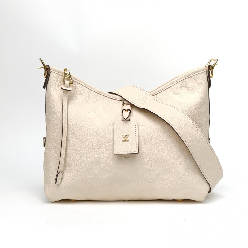 LOUIS VUITTON CARRYALL小號29配子袋米白色牛皮金扣晶片肩背包-0