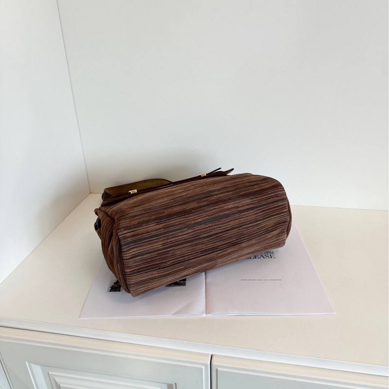 【98新🆕】Hermes 絕版✨羊切皮橫版Herbag 深棕大地色🪵銀扣 單肩包-5