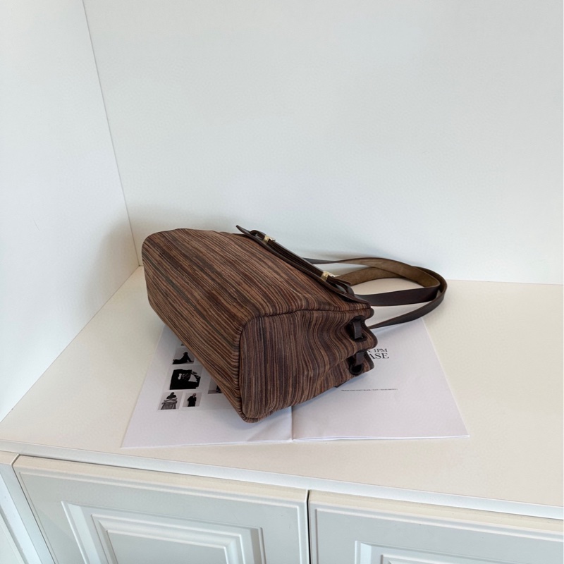 【98新🆕】Hermes 絕版✨羊切皮橫版Herbag 深棕大地色🪵銀扣 單肩包-6