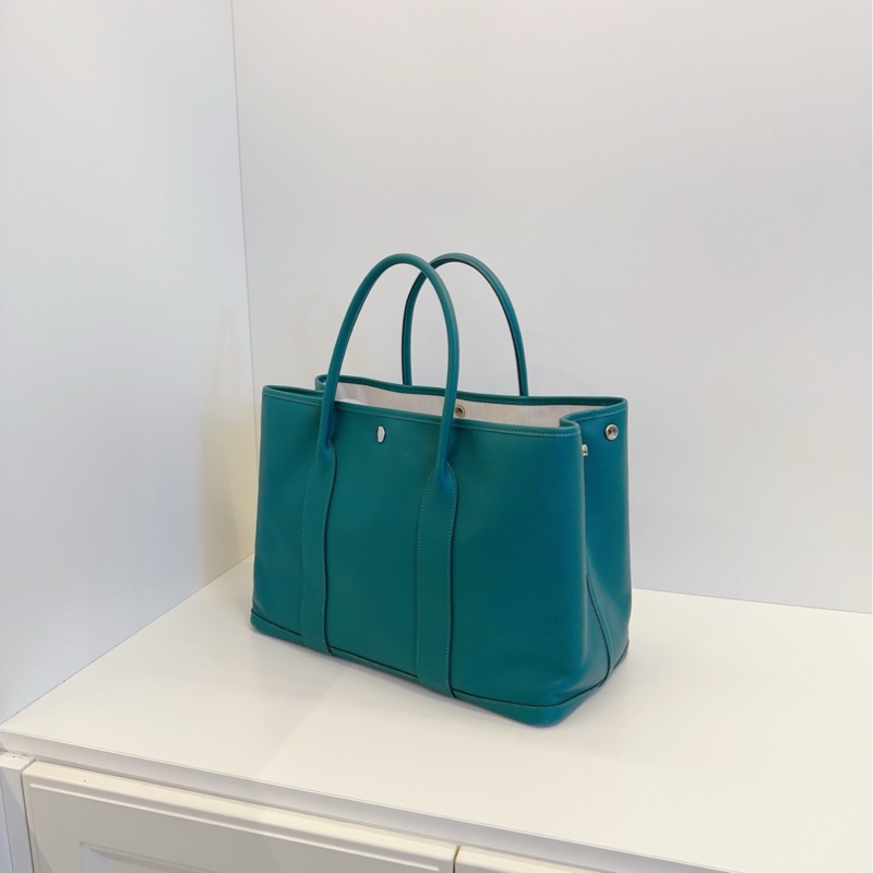 【98新🆕】Hermes garden party孔雀綠 GP36 花園包 A刻  E皮手提包-3