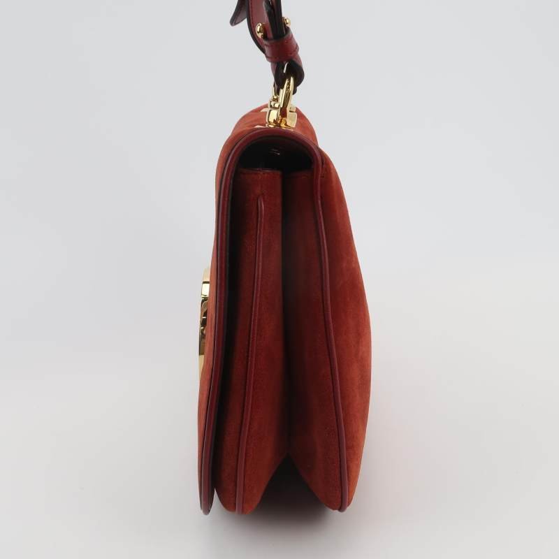 Gucci Blondie中號牛皮翻毛皮互扣式雙GLogo斜挎包單肩包-2