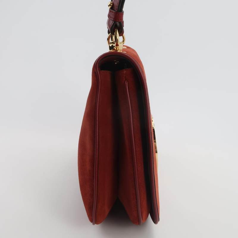 Gucci Blondie中號牛皮翻毛皮互扣式雙GLogo斜挎包單肩包-3