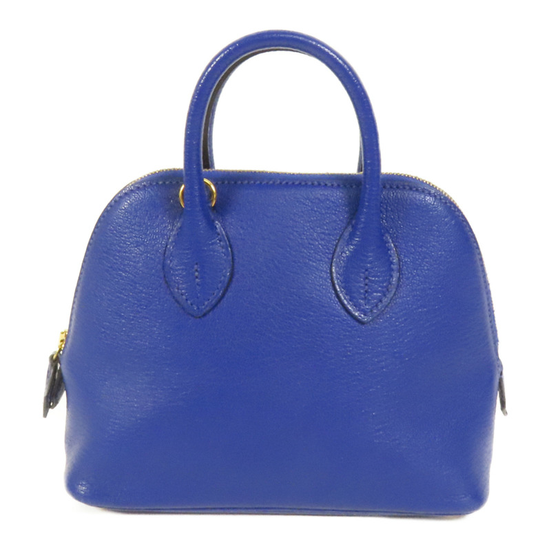 HERMES Chevre皮革Mini Bolide金扣手挽肩背兩用袋Bleu Electrique-1