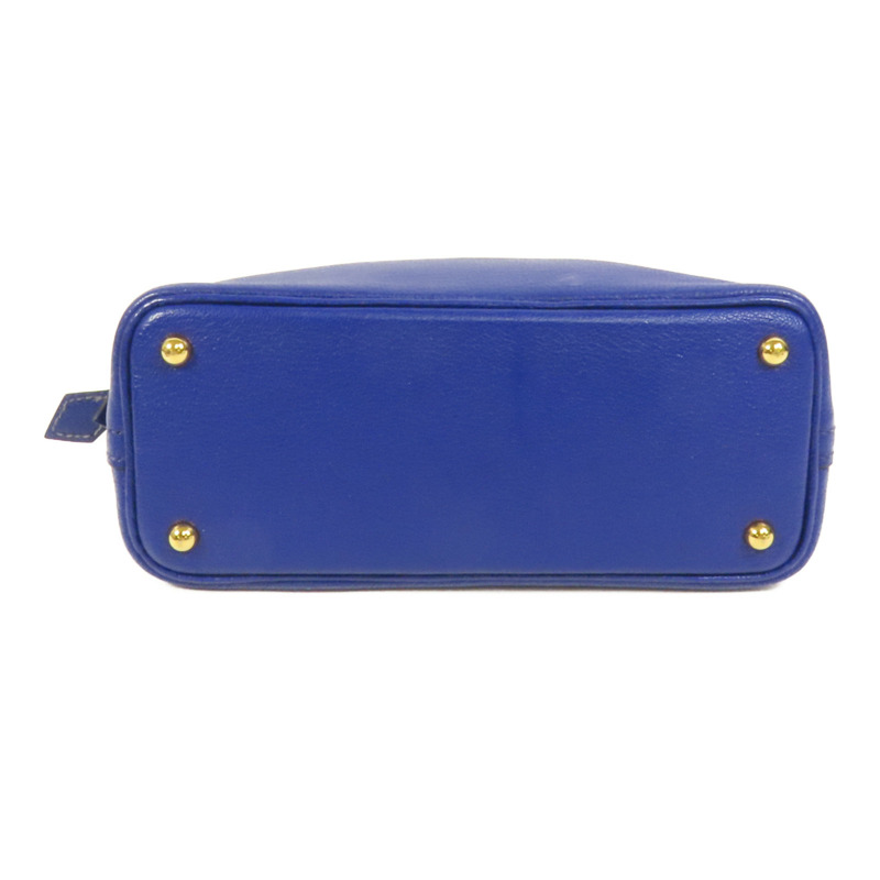 HERMES Chevre皮革Mini Bolide金扣手挽肩背兩用袋Bleu Electrique-3
