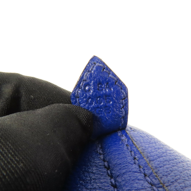 HERMES Chevre皮革Mini Bolide金扣手挽肩背兩用袋Bleu Electrique-8