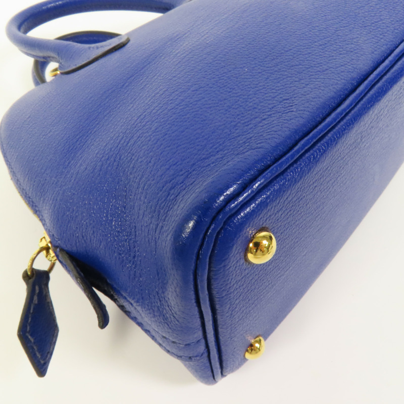 HERMES Chevre皮革Mini Bolide金扣手挽肩背兩用袋Bleu Electrique-10