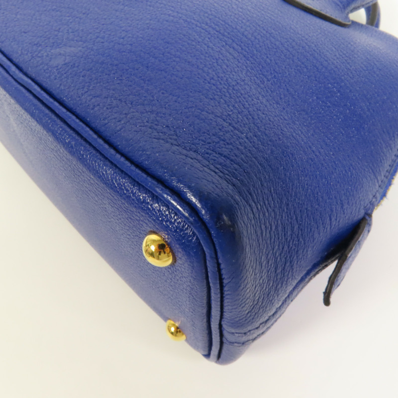 HERMES Chevre皮革Mini Bolide金扣手挽肩背兩用袋Bleu Electrique-11