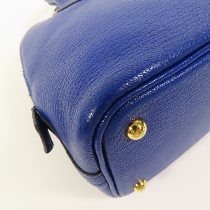 HERMES Chevre皮革Mini Bolide金扣手挽肩背兩用袋Bleu Electrique-12