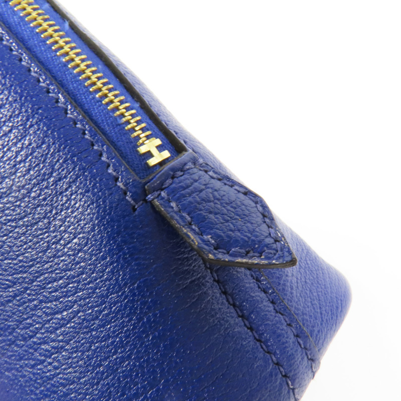 HERMES Chevre皮革Mini Bolide金扣手挽肩背兩用袋Bleu Electrique-14