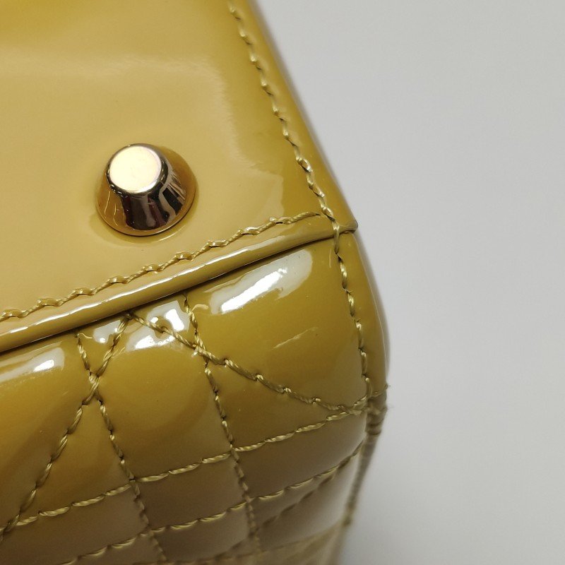 Dior Lady Dior 戴妃包迷你漆皮純色藤格紋字母Logo吊飾斜挎包單肩包-21