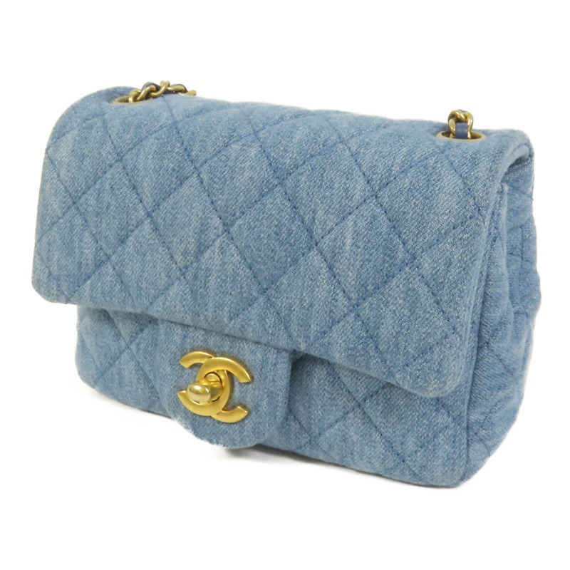 CHANEL Denim Mini Classic 17金扣鏈帶肩背袋-2