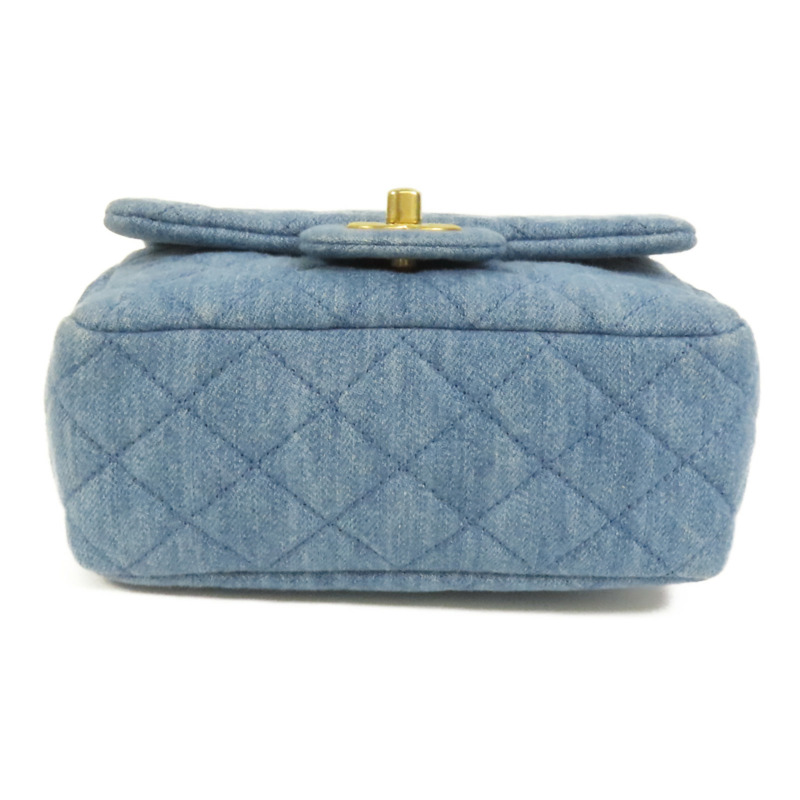 CHANEL Denim Mini Classic 17金扣鏈帶肩背袋-3