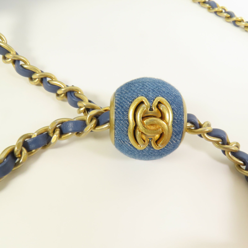 CHANEL Denim Mini Classic 17金扣鏈帶肩背袋-5