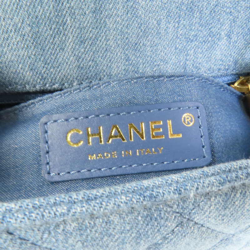 CHANEL Denim Mini Classic 17金扣鏈帶肩背袋-9