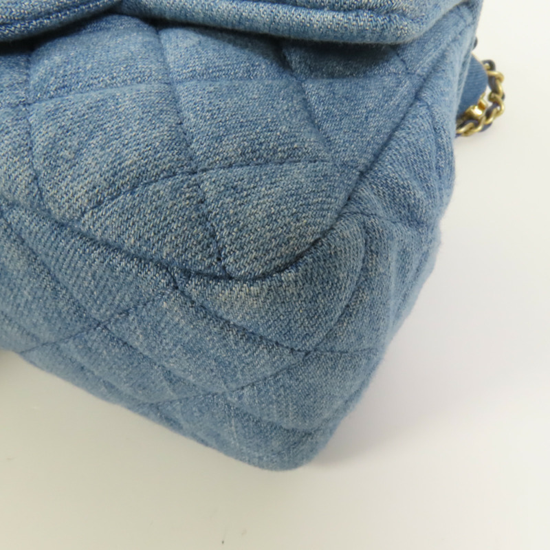 CHANEL Denim Mini Classic 17金扣鏈帶肩背袋-15
