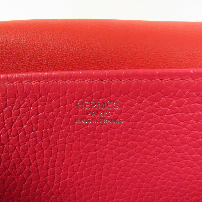 HERMES Clemence皮革Halzan 25銀扣手挽肩背兩用袋Rose Extreme-6