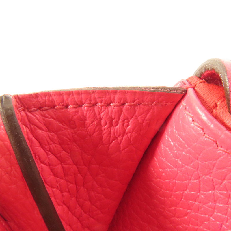 HERMES Clemence皮革Halzan 25銀扣手挽肩背兩用袋Rose Extreme-8