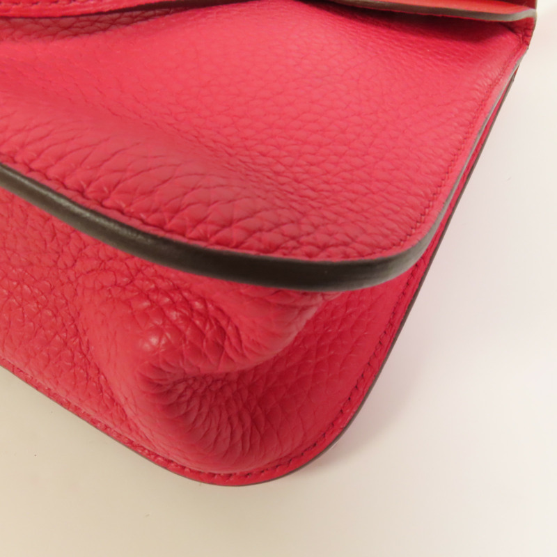 HERMES Clemence皮革Halzan 25銀扣手挽肩背兩用袋Rose Extreme-10