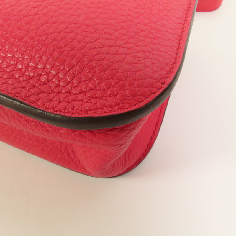 HERMES Clemence皮革Halzan 25銀扣手挽肩背兩用袋Rose Extreme-11