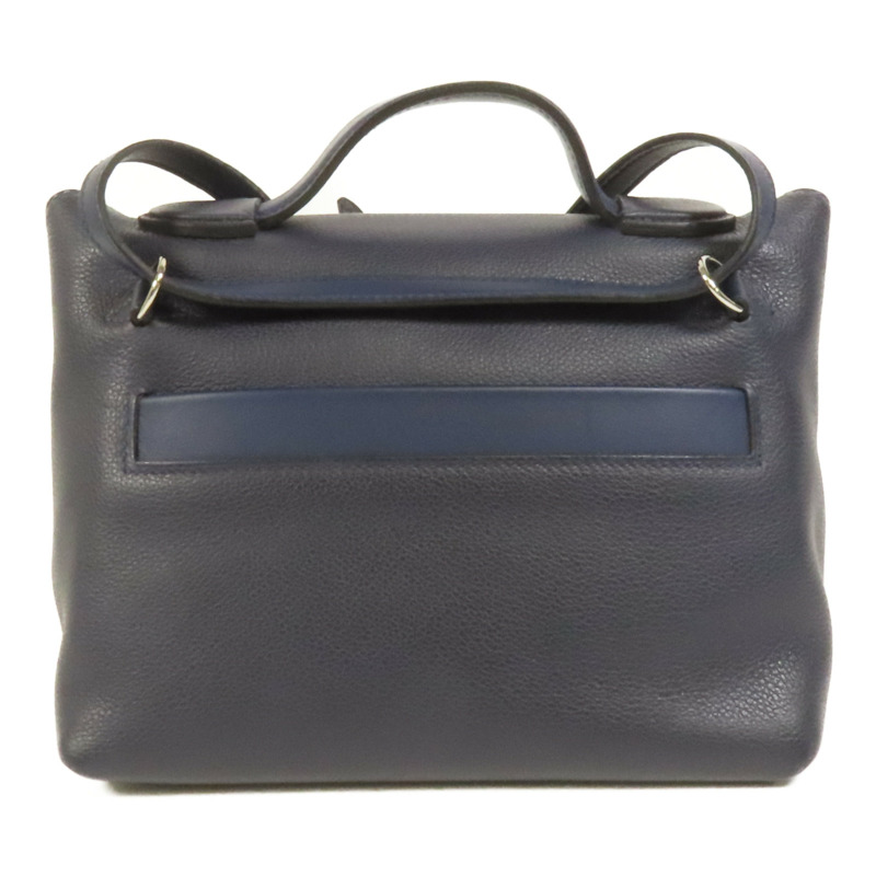 HERMES Clemence皮革24/24 Mini手挽肩背兩用袋Bleu Nuit-1