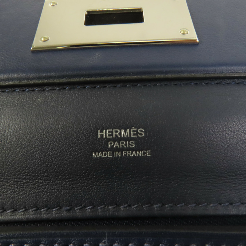 HERMES Clemence皮革24/24 Mini手挽肩背兩用袋Bleu Nuit-7