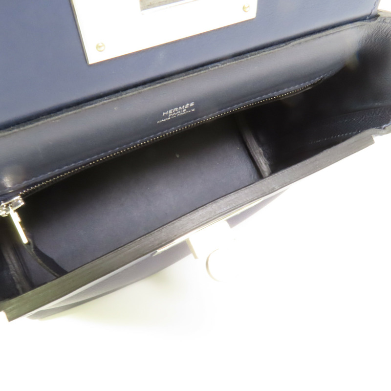 HERMES Clemence皮革24/24 Mini手挽肩背兩用袋Bleu Nuit-8