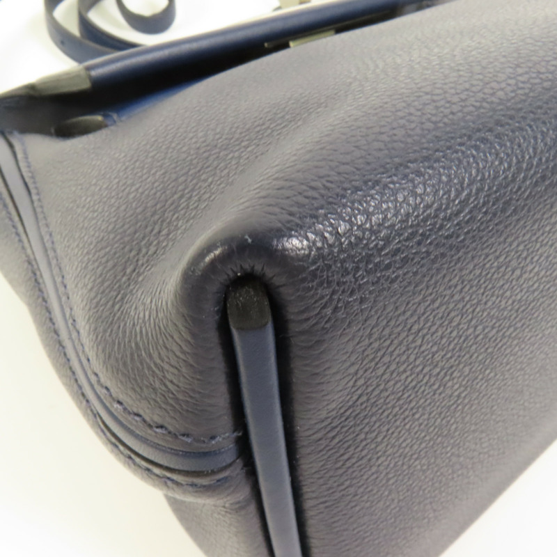 HERMES Clemence皮革24/24 Mini手挽肩背兩用袋Bleu Nuit-11