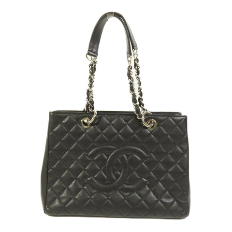 CHANEL 牛皮皮革GST Grand Shopping Tote Bag銀扣鏈帶肩背袋