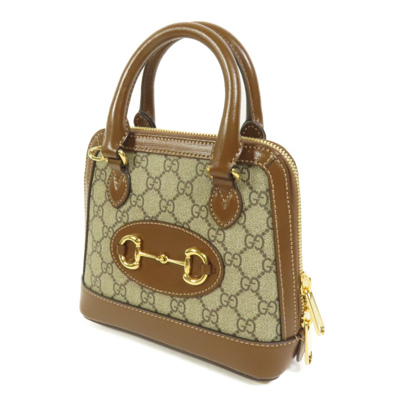 GUCCI 塗層帆布Horsebit 1955 Top Handle金扣手挽肩背兩用袋-2