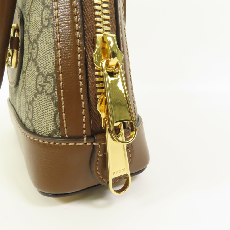 GUCCI 塗層帆布Horsebit 1955 Top Handle金扣手挽肩背兩用袋-6