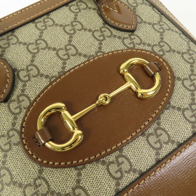 GUCCI 塗層帆布Horsebit 1955 Top Handle金扣手挽肩背兩用袋-7
