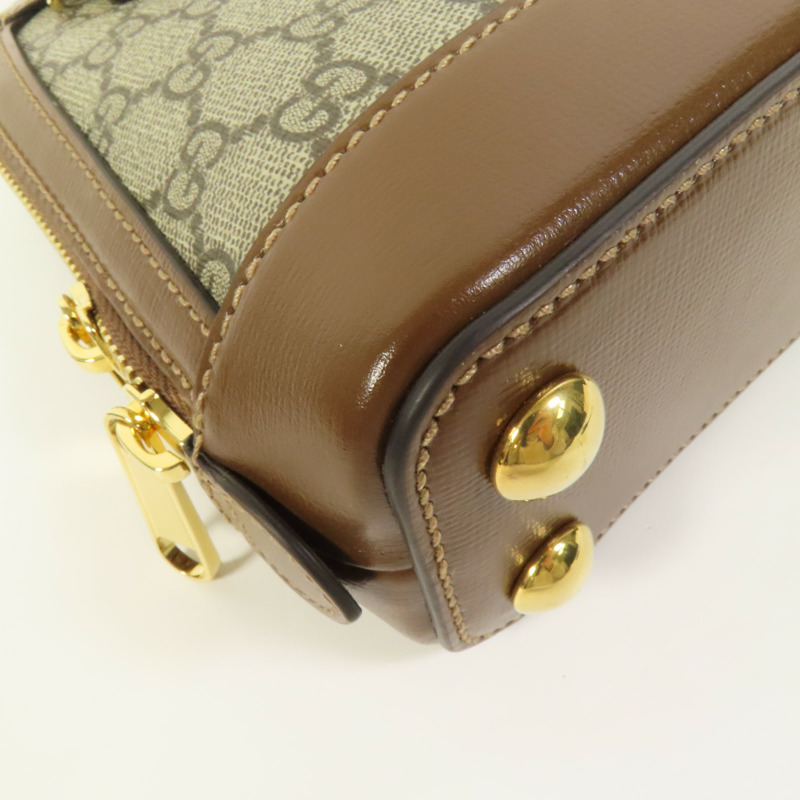 GUCCI 塗層帆布Horsebit 1955 Top Handle金扣手挽肩背兩用袋-11