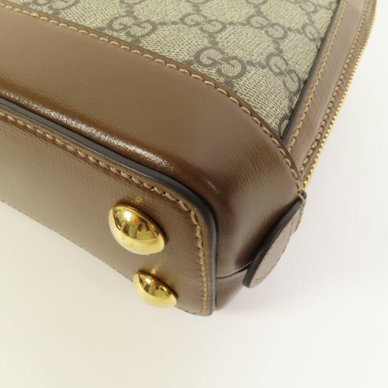 GUCCI 塗層帆布Horsebit 1955 Top Handle金扣手挽肩背兩用袋-12