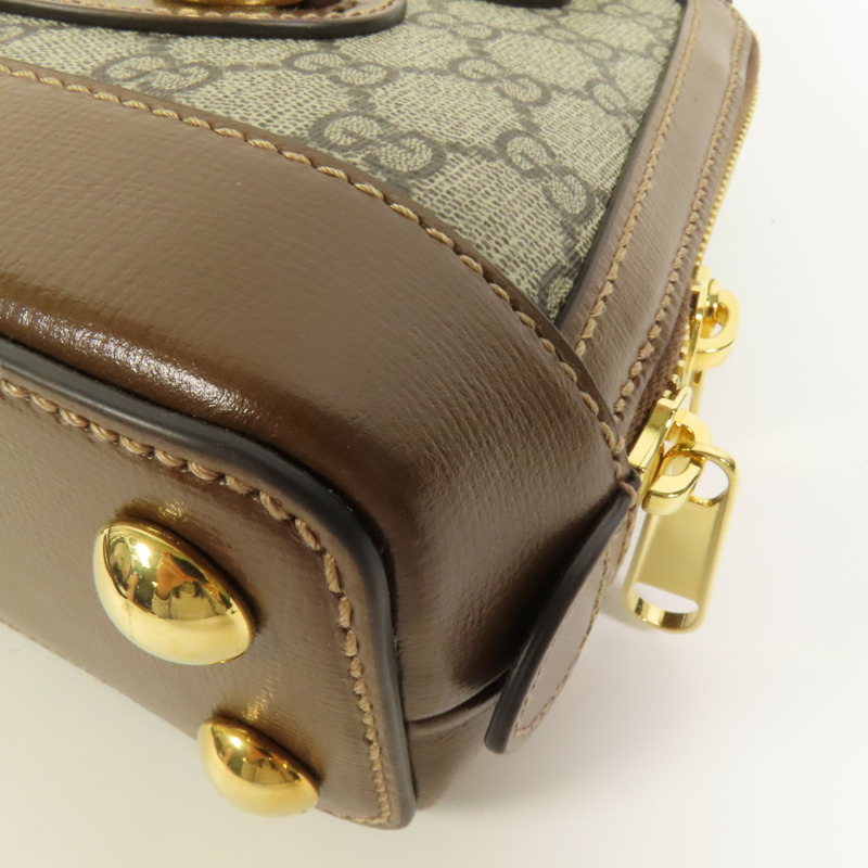 GUCCI 塗層帆布Horsebit 1955 Top Handle金扣手挽肩背兩用袋-13